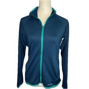 Eddie Bauer Womens Zip Up Sz Small Activator Grid Fleece Teal And Green